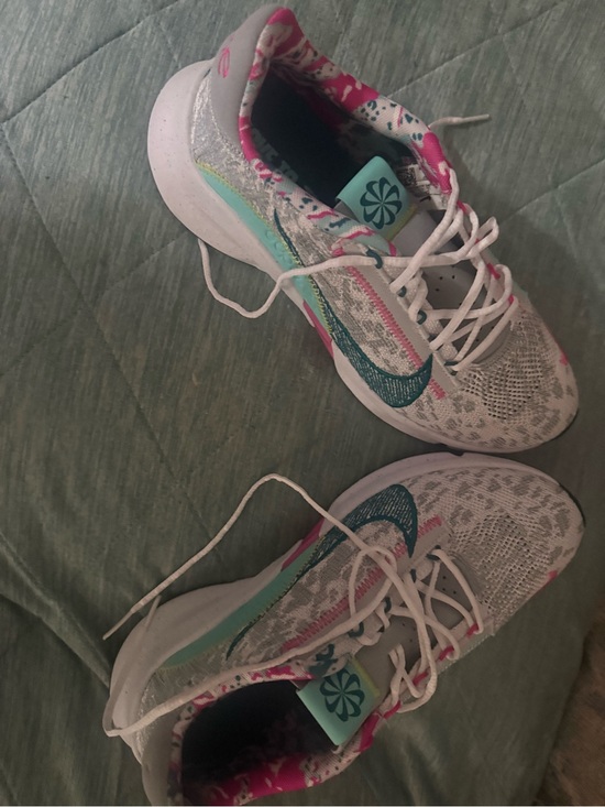 Nike Shoes - Nike Women's White Athletic Sneakers with Teal & Pink Accents